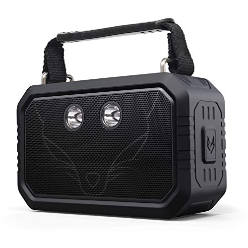 Bluetooth Speaker, Traveler Wireless Bluetooth Speaker with 20W Stereo Sound and Bold Bass, IPX6 Waterproof, Wireless Pairing, 12H Playtime, 5 Light Modes, Portable Speaker for Outdoor-Black