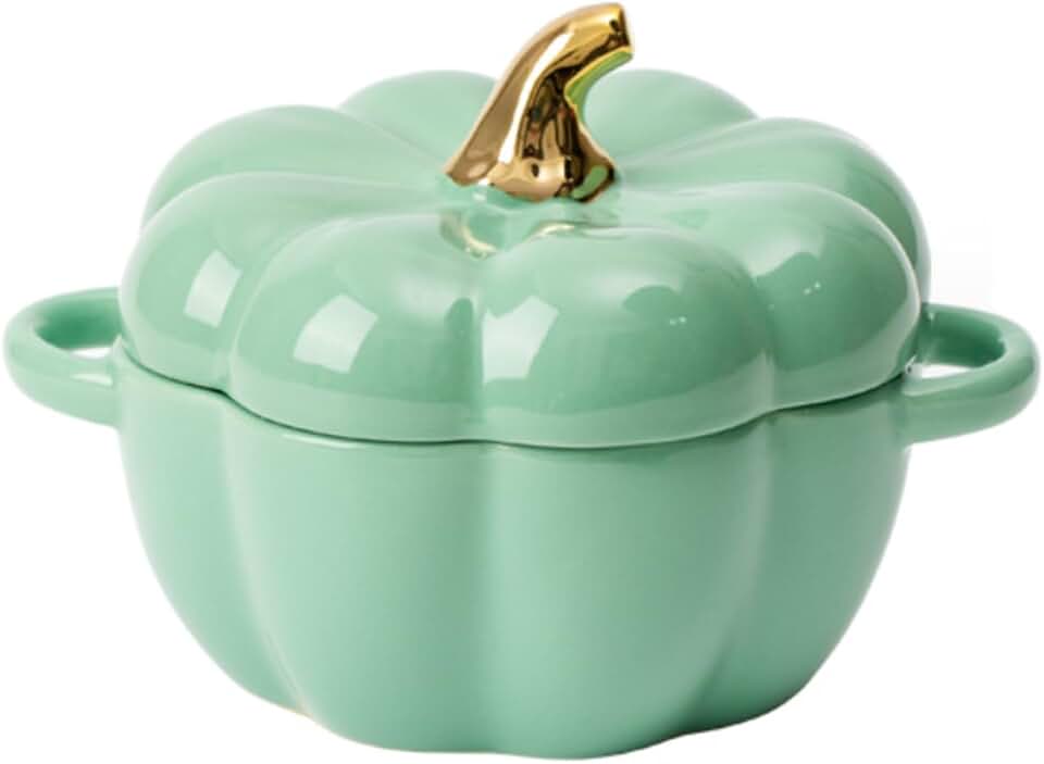 Ceramic Pumpkin Bowl with Lid for Dessert or Soup