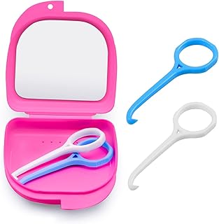 Pink aligner remover tool with retainer case and vent holes (2 pack)