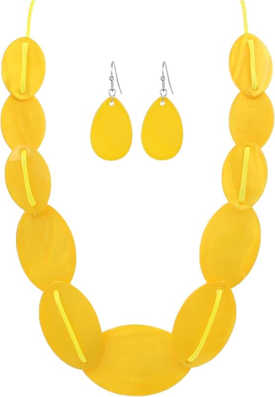 Colorful Chunky Geometric Necklace and Earrings Set