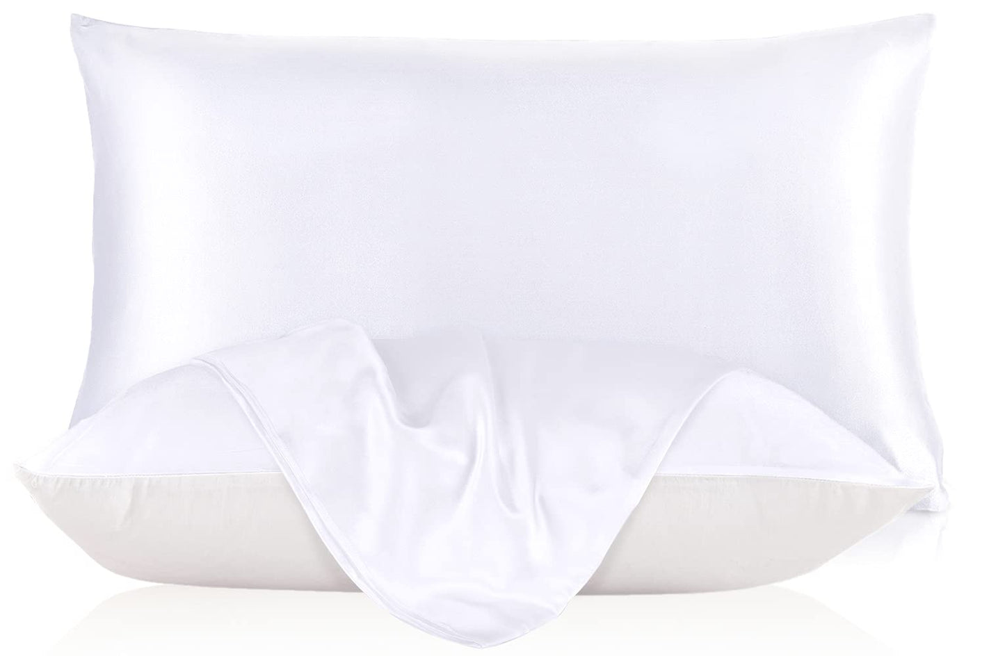 Silk Pillowcase for Hair and with Cotton Underside King 20x36 Inch White 1pc 19 Momme Gift Box