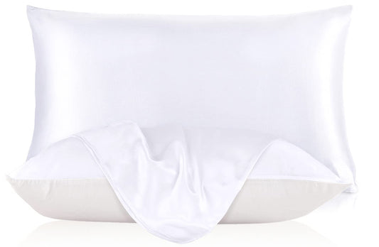 Silk Pillowcase for Hair and with Cotton Underside King 20x36 Inch White 1pc 19 Momme Gift Box