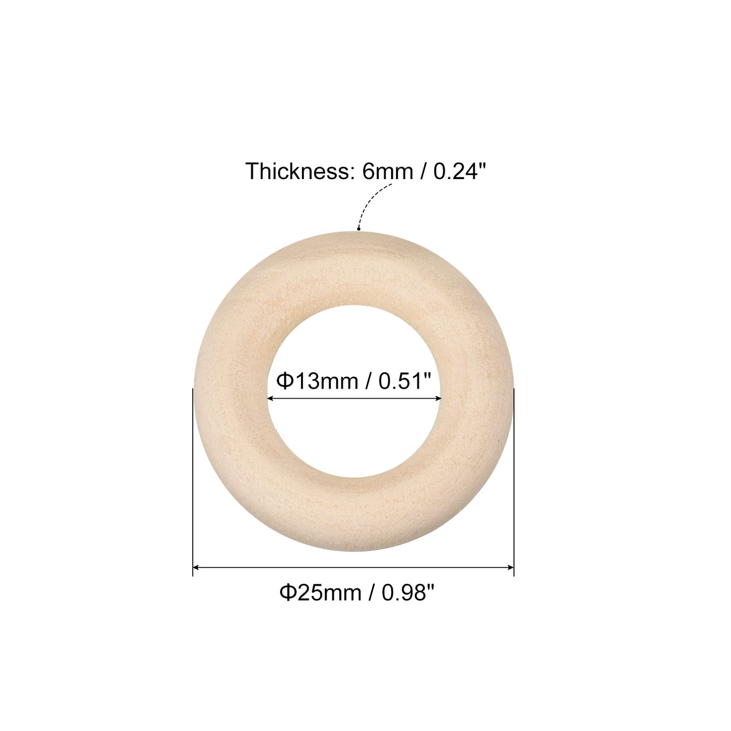 50Pcs 1-inch Natural Wooden Circles for Craft Projects