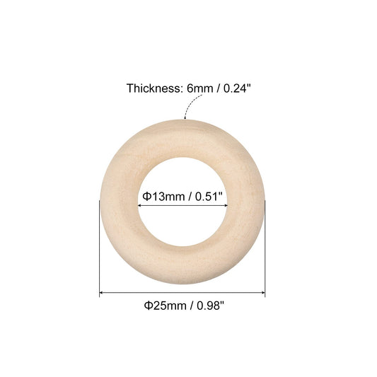 50Pcs 1-inch Natural Wooden Circles for Craft Projects