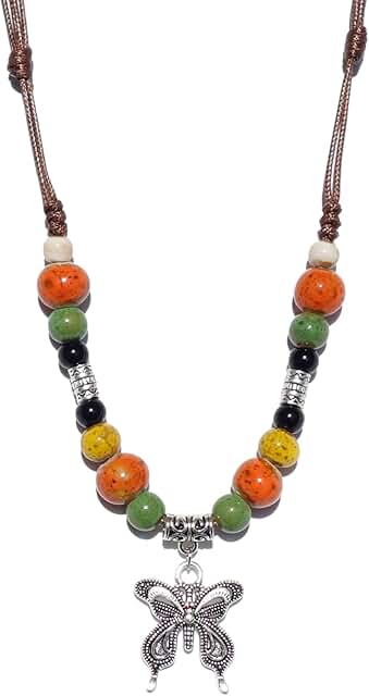 Colorful Boho Ceramic Bead Necklace for Women