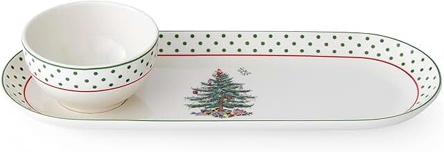 Christmas Polka Dot Chip and Dip Serving Set