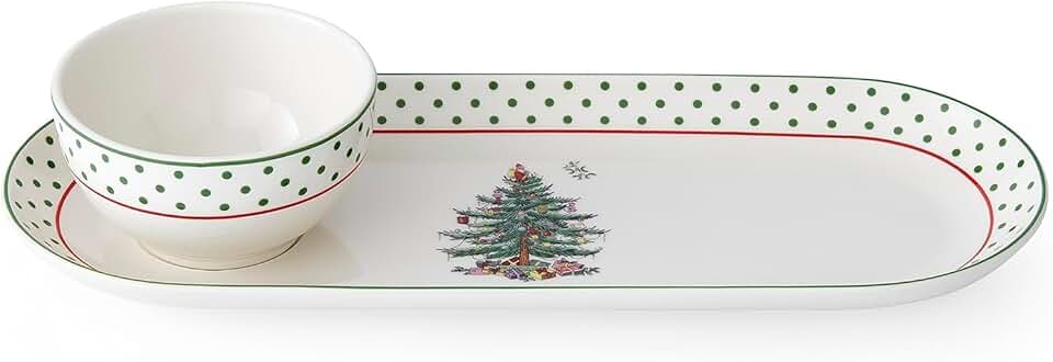 Christmas Polka Dot Chip and Dip Serving Set