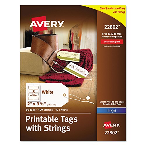 Printable Blank Gift Tags with Sure Feed, 2" x 3.5", White, 96 Customizable Tags with Strings (22802)
