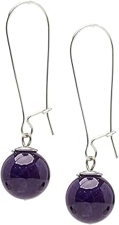 Handmade Women's Natural Gemstone Silver Drop Earrings