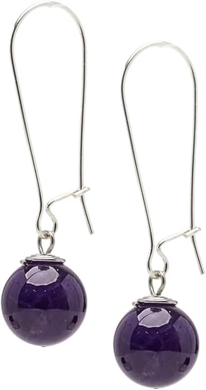 Handmade Women's Natural Gemstone Silver Drop Earrings