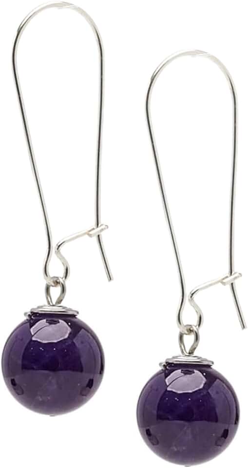 Handmade Women's Natural Gemstone Silver Drop Earrings