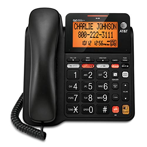 CD4930 Corded Phone with Digital Answering System and Caller ID, Extra-Large Tilt Display & Buttons, Black