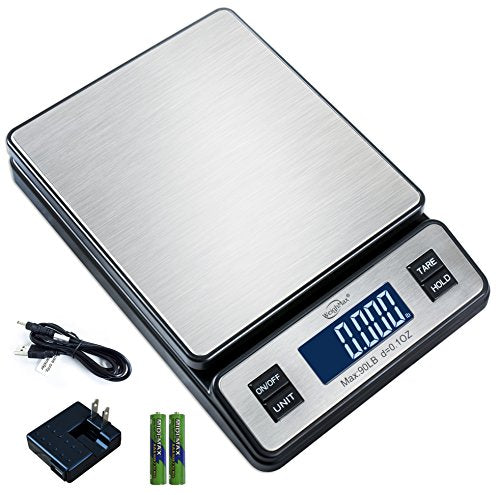 90 lb stainless steel digital postal scale with AC adapter