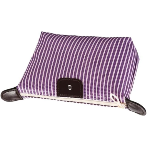 MODAIO-Waterproof Striped Dumpling Makeup Large Foldable Cosmetic Travel Bag (Purple)