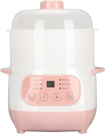 Pink 1L Electric Soup Pot for Home Kitchen