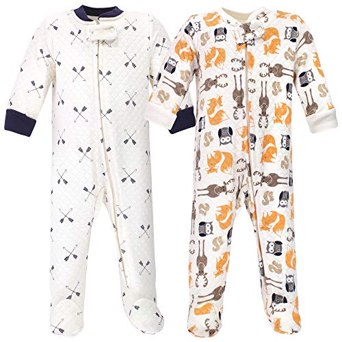 Unisex  Premium Quilted Zipper Sleep and Play, Boy Forest, 0-3 Months