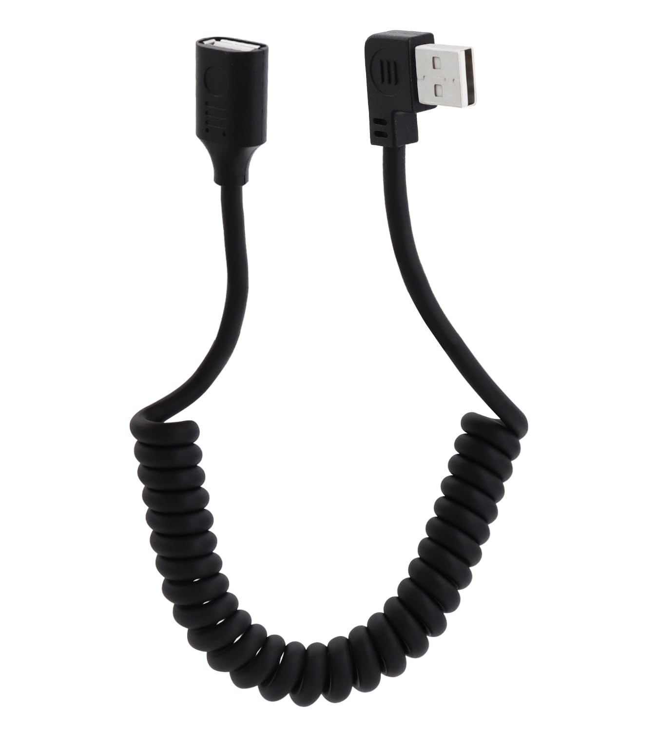90 Degree USB 2.0 Male to Female Coiled Extension Cable