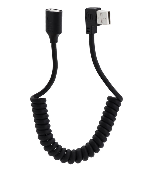 90 Degree USB 2.0 Male to Female Coiled Extension Cable