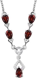 Teardrop Birthstone Necklace in Silver with Chain