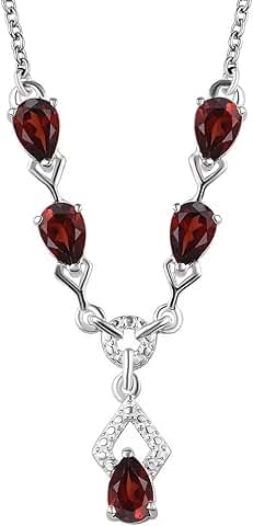 Teardrop Birthstone Necklace in Silver with Chain