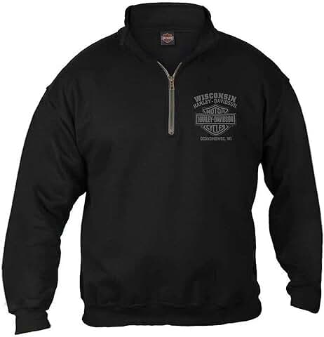 Men's Black Skull 1/4 Zip Pullover Sweatshirt