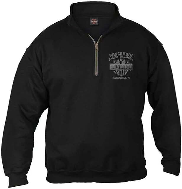 Men's Black Skull 1/4 Zip Pullover Sweatshirt