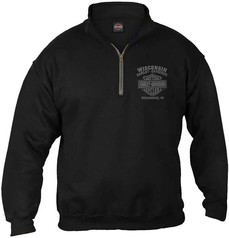 Men's Black Skull 1/4 Zip Pullover Sweatshirt