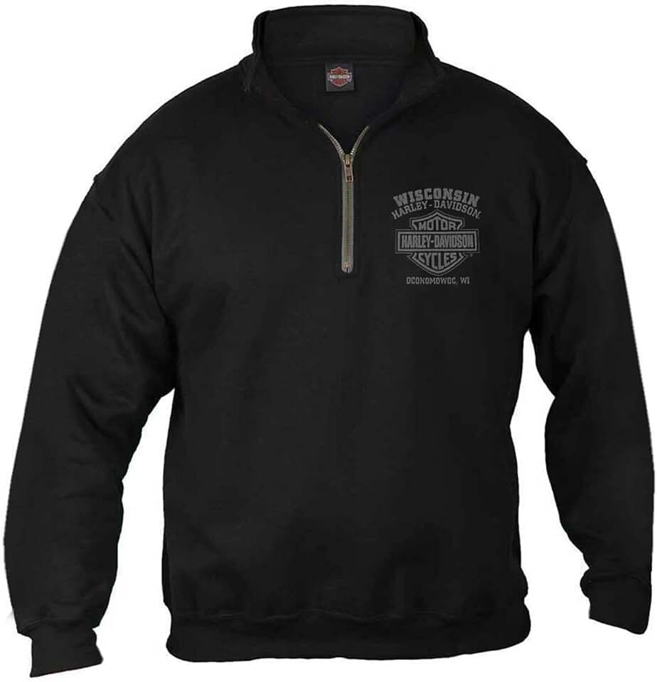 Men's Black Skull 1/4 Zip Pullover Sweatshirt