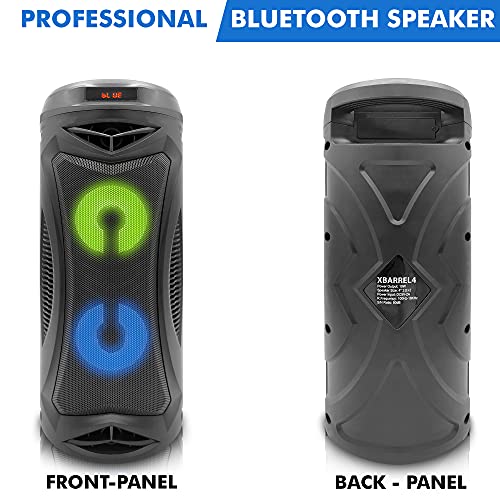 (Qty 2) Portable Rechargeable Bluetooth Speaker with Color Changing LED, 2 x 4 Woofer, 6 Hours Playtime, USB, SD Input & Dust Proof Enclosure