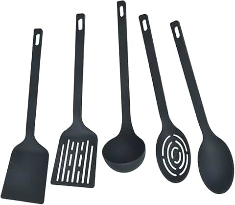 Heat-resistant nylon kitchen utensil set for cooking and serving