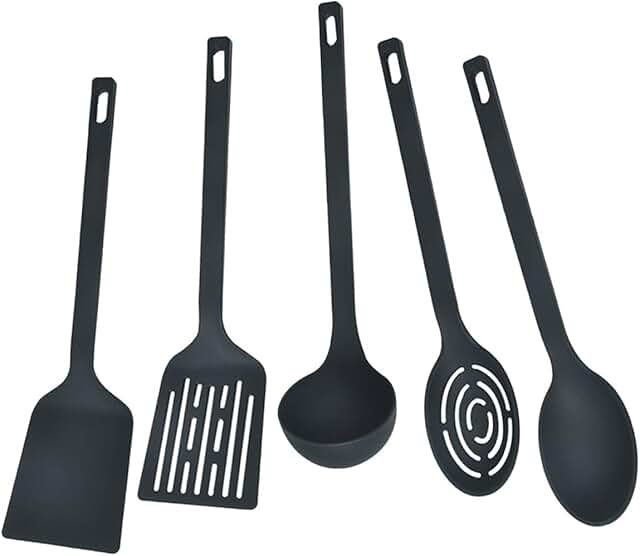 Heat-resistant nylon kitchen utensil set for cooking and serving