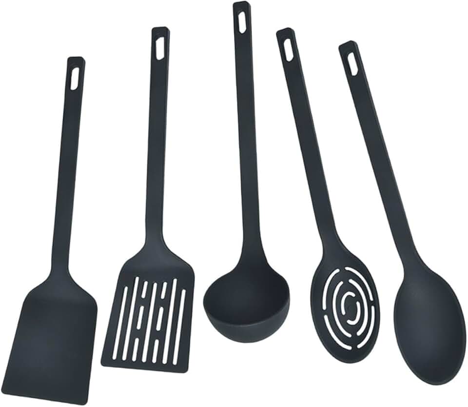 Heat-resistant nylon kitchen utensil set for cooking and serving