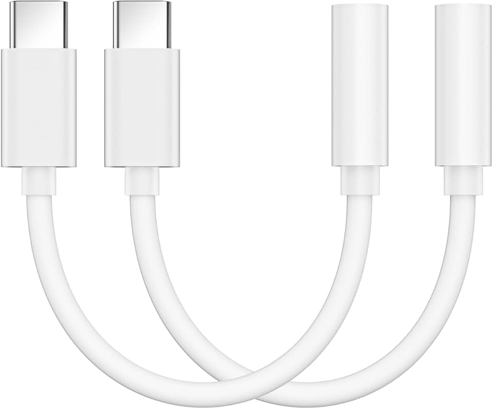 USB-C to 3.5mm Female Headphone Adapter, 2 Pack