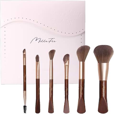 Six-piece synthetic fiber oval cosmetic brush set