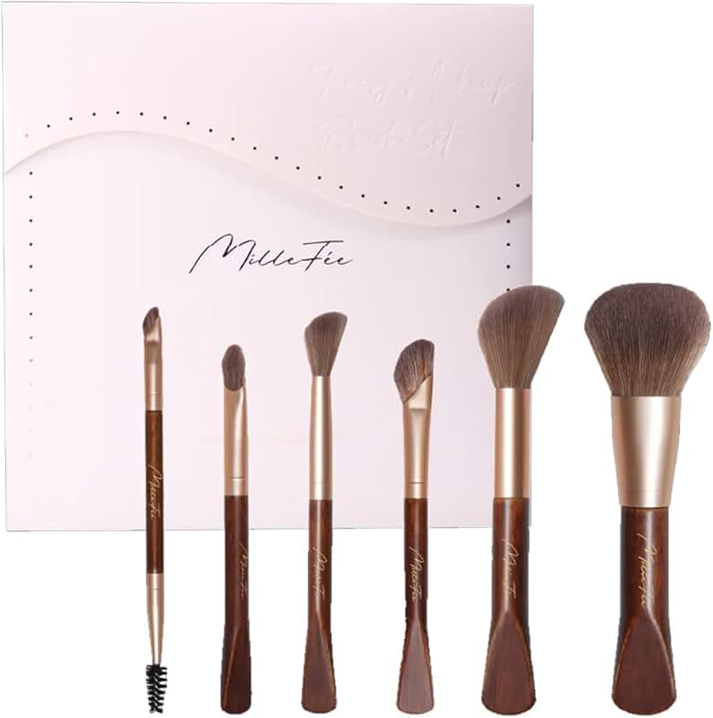 Six-piece synthetic fiber oval cosmetic brush set