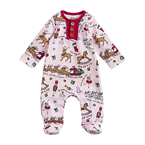 Baby Night Before Xmas Girl Sleeper, Pink, 0-3 Months
