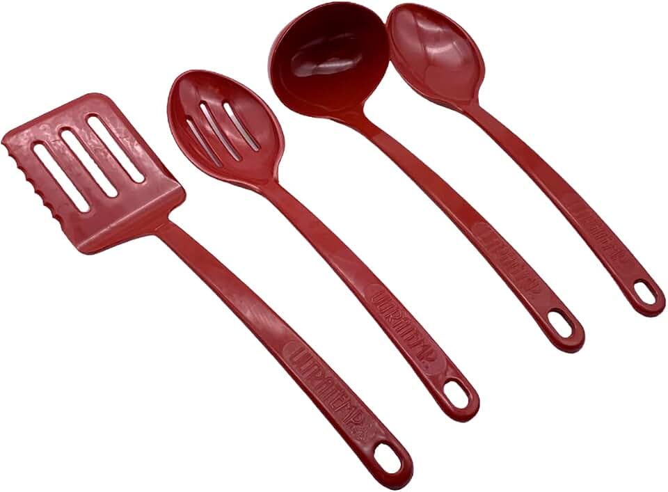 Ultratemp Cooking Utensil Set with Spatula, Slotted Spoon, Ladle, and Spoon