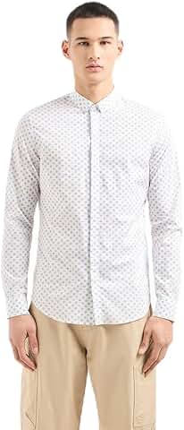 Men's Slim Fit Long Sleeve Micro Print Shirt