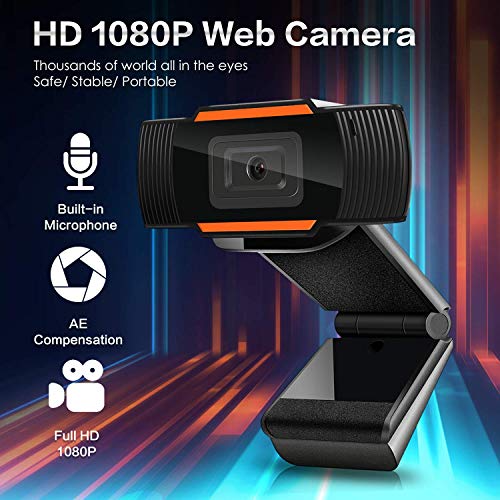Webcam 1080P Full HD Auto Focus Web Camera with Microphone Widescreen USB Computer Camera for PC Laptop Desktop Mac Streaming Video Calling Recording Video Conference Online Teaching Business Gaming