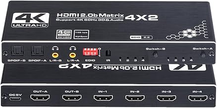 4K HDMI Matrix Switch 4x2 with Remote and HDR