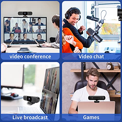 3 in 1 Webcam with Microphone and Speaker Full HD 1080P USB Streaming Camera with Privacy Cover and Noise Reduction Compatible with Skype, FaceTime, PC Mac Desktop