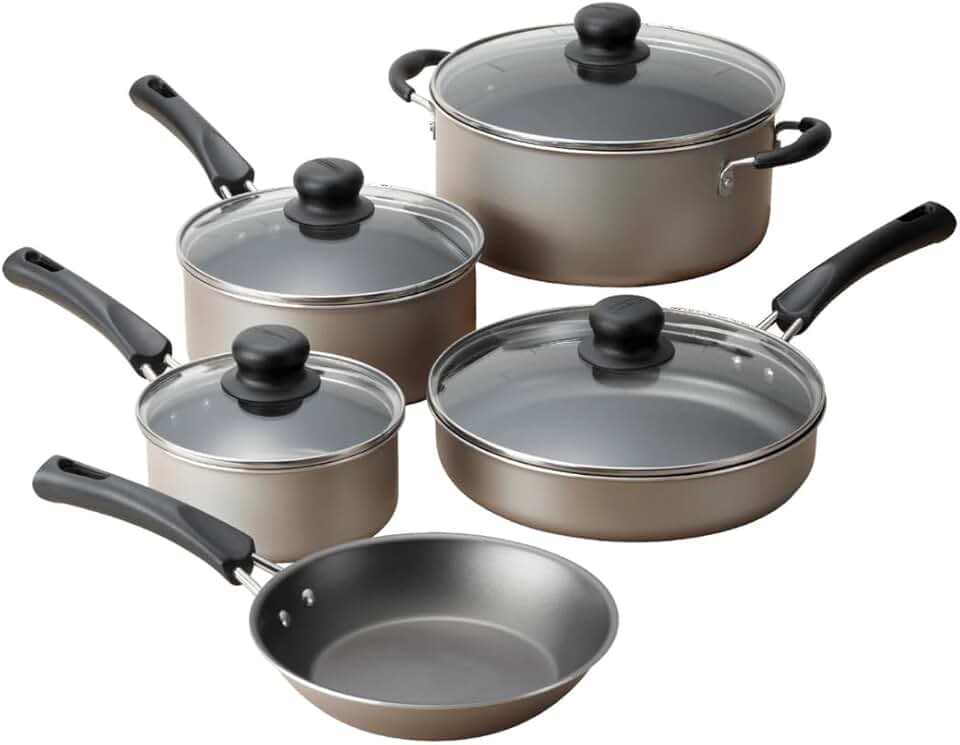 Nine-Piece Nonstick Cookware Set with Glass Lids