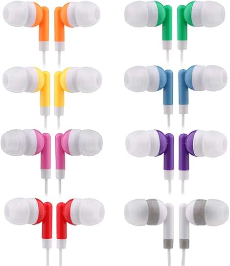 Bulk Pack of 100 Multi-Colored Kids Earbuds for School