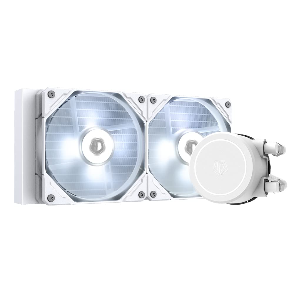 FROSTFLOW X 240 Snow CPU Water Cooler LGA1700 Compatible AIO Cooler 240mm CPU Liquid Cooler White LED 2x120mm PWM Fans, Intel 1700/1200/115X, AMD AM4/AM5