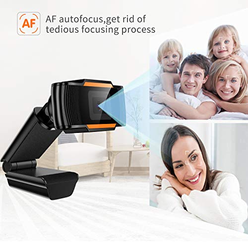 1080P HD Webcam with Microphone, Webcam for Gaming Conferencing, PC Laptop or Desktop Webcam, USB Computer Camera for Mac, Free-Driver Installation Fast Autofocus