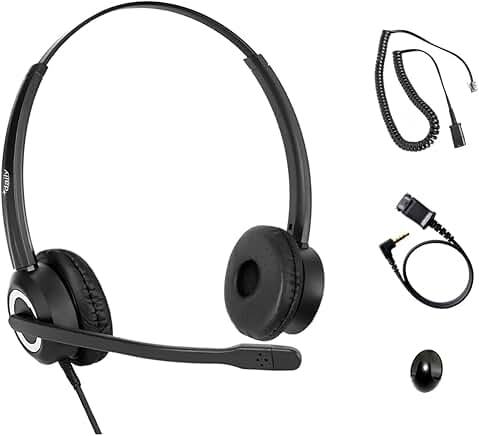 Polycom Phone Headset with Noise Cancelling Mic and RJ9 Bottom Cable