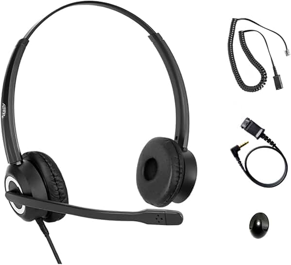 Polycom Phone Headset with Noise Cancelling Mic and RJ9 Bottom Cable