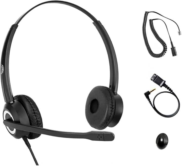Polycom Phone Headset with Noise Cancelling Mic and RJ9 Bottom Cable