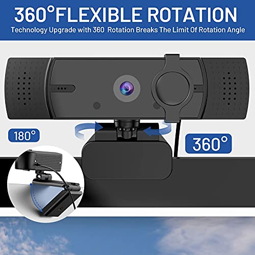 Webcam 2K HD Streaming Camera with Microphone with Privacy Shutter and Tripod for PC Video ConferencingCallingGamingLaptopDesktop Mac