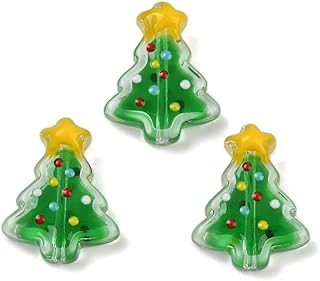 20 Green Bumpy Glass Christmas Beads for Jewelry and Decor